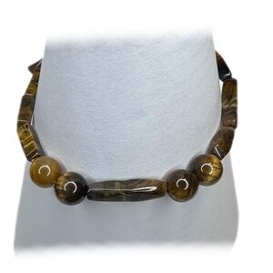 Tiger eye bracelet stretch handmade brown gemstone